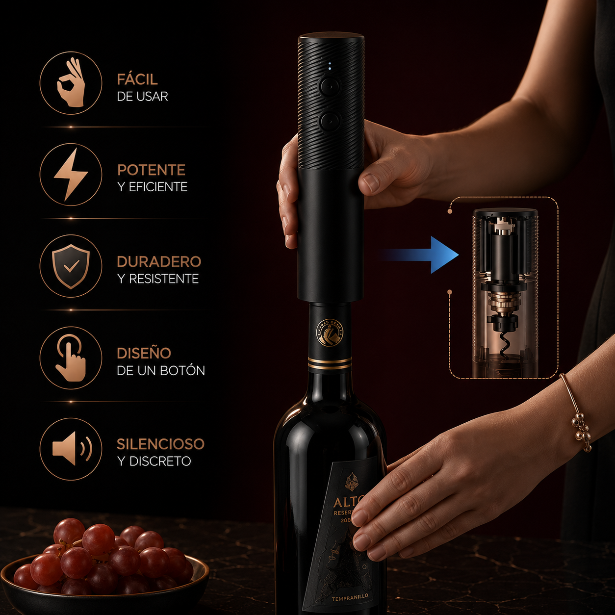 DESTAPA ProCork — Abridor de Vino Eléctrico